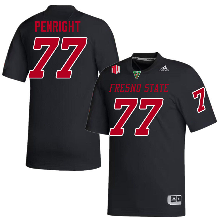 Men #77 Toreon Penright Fresno State Bulldogs College Football Jerseys Stitched-Black